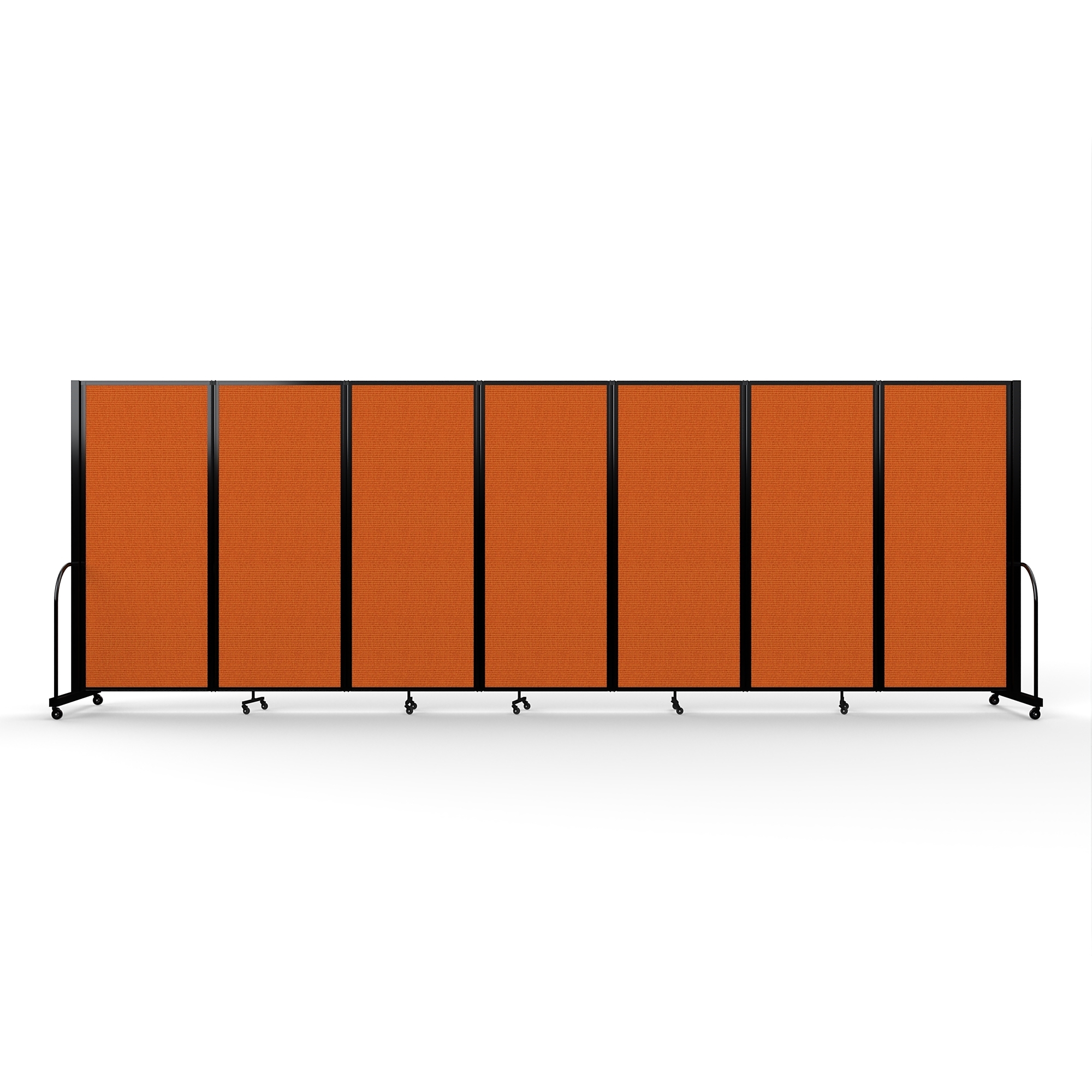 Screenflex Full Motion Divider — 6ft. 10in. x 19ft. 7in., Black Frame, Orange, Model# FSH-6107-B-DJ